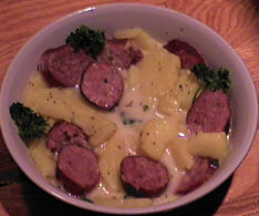 Creamed potatoes and sausage